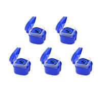 Wzxksoac 5X Azul Oscuro Estuche de Dentadura,Copa de Dentadura con Colador, Caja de BañO de Dentadura Caja de Almacenamiento de Dientes Falsos con Cesta Soporte de Contenedor Neto