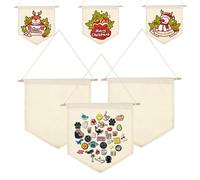 Wzxksoac 6 Pancartas de Lona en, Pancartas de Lona con Pasador de Madera, Soporte para Pancartas de Pared con Pines Esmaltados.