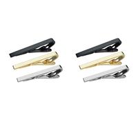 Wzxksoac 6 Piezas Clip de Barra de Corbata, Pinza Tachuela de Clip de Pellizco de Barra de Corbata Negro Plata para Hombre 2.2 Pulgadas Broches Diseño de Moda Profesional de Negocios
