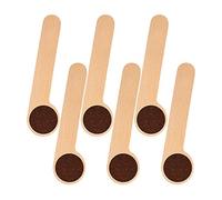 Wzxksoac 6 Piezas de Cuchara de Madera para Café y Clip para Bolsa, Cuchara Medidora, Cucharada, Sellador de Bolsas de Café, para Granos Molidos, Granos de Café, Té