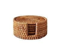 Wzxksoac 6 Piezas/Juego de Posavasos de Bebidas para Kungfu Accesorios de Té Vajilla Redonda Mantel Individual Alfombrilla para Platos Alfombrilla de Tejida de Mimbre Alfombrilla-10Cm