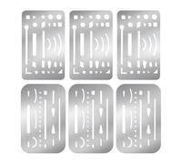 Wzxksoac 6 Protectores de Borrado de Acero Inoxidable de 2 Estilos, Plantilla de Borrador, Plantilla de Dibujo, Herramientas de Dibujo.