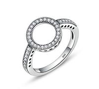 Wzxksoac 925 Sterling Plata Forever Clear Circle Anillos de Dedo Redondos para Mujeres Talla de JoyeríA 9