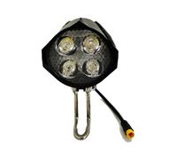 Wzxksoac Accesorios para Faros Delanteros LED para Bicicleta Eléctrica, Lámpara 36V y 48V, Luz Delantera con Bocina Integrada 3 Pines y 4 Bombillas LED Patinetes Eléctricos y Bicicletas.