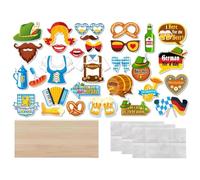 Wzxksoac Accesorios para Fotomatón del Oktoberfest, Recuerdos de Fiesta, Accesorios para Selfies en el Festival de la Cerveza, 30 Piezas, Accesorios Tradicionales Alemanes Coloridos.