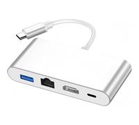 Wzxksoac Adaptador Multipuerto Ethernet USB C, Concentrador USB C 4 en 1, Ethernet de 100 Mbps, Puertos de Datos USB 3.0 para Portátiles, PC Dispositivos.