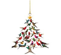 Wzxksoac Adorno Navideño de Colibrí, Colibríes Coloridos, Adornos Colgantes para Árbol, Colgante con Forma de Árbol de Navidad.