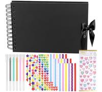 Wzxksoac Álbum de Recortes Pequeño Negro, Álbumes de Fotos para Bodas, Aniversarios, Viajes, Graduación, con Accesorios para Hacer Tú Mismo.