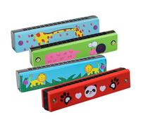 Wzxksoac Armónica Infantil, Pack de 4 Armónica Diatónica, Instrumento Musical de Madera para Principiantes, Profesionales, Estudiantes