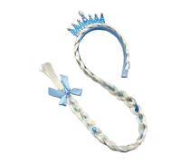 Wzxksoac B Pelucas de Vestir de Princesa, Diademas de Peluca Trenzada Larga de Princesa para NiñAs Cosplay Tocado de Princesa Tocado Azul