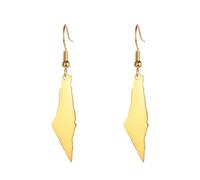 Wzxksoac B Pendientes Colgantes con Mapa de Palestina Dorado para Mujer, Pendiente Colgante con Mapa de Geografía del País, Joyería de Acero Inoxidable