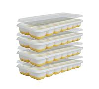 Wzxksoac Bandejas de Cubitos de Hielo de Silicona de 4 Piezas con Base de Tapa para Cubitos de Hielo de FáCil LiberacióN Bandeja de Cubitos de Hielo con Tapa ExtraíBle Antiderrames