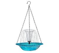 Wzxksoac Baño para Pájaros Colgante con Fuente Solar Fuentes Solares para Baño de Pájaros Baños para Pájaros Colgantes para Exteriores Azul