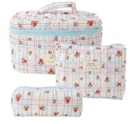 Wzxksoac Bolsa de CosméTicos de Maquillaje Bolsa de Maquillaje Acolchada de AlgodóN de 3 Piezas Bolsa de Aseo Floral EstéTica para Mujer,C