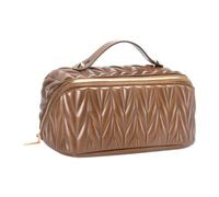 Wzxksoac Bolsa de Maquillaje de Viaje de, Bolsa de Aseo de Gran Capacidad, Organizador para Mujer con Bolsillo Interior Impermeable, Marrón