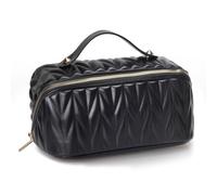 Wzxksoac Bolsa de Maquillaje de Viaje de, Bolsa de Aseo de Gran Capacidad, Organizador para Mujer con Bolsillo Interior Impermeable, Negro