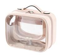 Wzxksoac Bolsa de Maquillaje Transparente, Estuche Doble para CosméTicos de Viaje, Bolsa de ArtíCulos de Tocador Impermeable, Bolsa de Almacenamiento Abierta de Gran Capacidad, Color Rosa