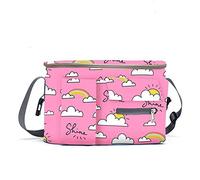 Wzxksoac Bolsa Organizadora para Cochecito de de Gran Capacidad, Bolsa para Pañales,Gancho para Carro de,Bolsa de Almacenamiento para Enfermería, Bolsa para Cochecito, Nubes Rosas