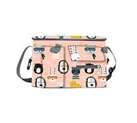 Wzxksoac Bolsa Organizadora para Cochecito de Gran Capacidad,Bolsa para Pañales,Gancho para Carro de,Bolsa Almacenamiento para Enfermería,Bolsa para Cochecito, Rosa Amarillo