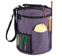 Wzxksoac Bolsa para Guardar Hilo con Bolsillos Laterales y Tapa con Cremallera. Organizador de Hilo 11 X 13 Pulgadas con Asa y Correa para el Hombro. Bolsa para Guardar Hilo de Crochet A
