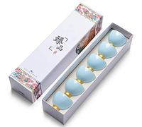 Wzxksoac Borde Chapado en Fondo Hermoso y Elegante de Té de CeráMica Juego de Té de CeráMica Juego de Regalo Premium-Azul