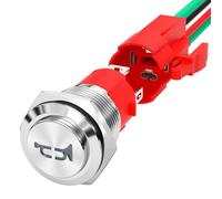 Wzxksoac BotóN de Bocina de 12 V, 20 A, Resistente, de 16 Mm, MetáLico, con Altavoz LED, Pulsador MomentáNeo de Acero Inoxidable.