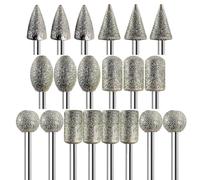 Wzxksoac Brocas de Diamante para Accesorios de Herramientas, 20 Unidades, Vástago de 1/8 de Pulgada, Grano 120, Brocas para Herramientas Rotativas para Piedra, Vidrio y Resina.