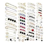 Wzxksoac Broche de Perlas de 70 Piezas, Broche de Seguridad para Apretar la Cintura del Pantalón, Broches de Perlas de Imitación Dobles para Mujeres y Niñas, Botones para Cubrir