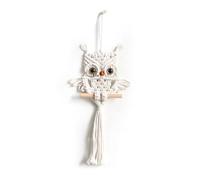Wzxksoac Búho Macramé Tapiz Tejido Colgante de Pared Adorno Tejido Bohemio Tapiz Crema