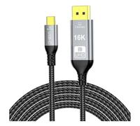 Wzxksoac Cable USB C A DisplayPort 16K, Adaptador de Extensión Tipo C A DP2.1, 8K, 60 Hz, 4K, 240 Hz, 80 Gbps, UHD, para Monitor Portátil, 2 M