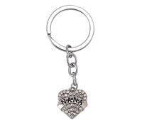 Wzxksoac Cadena de Llave Anillo de Llave de Pendiente de Corazon de Letras de Cristal de Moda (Tamano: 5 cm, Color: Plata)
