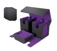 Wzxksoac Caja de Almacenamiento de Tarjetas para Más de 200 Tarjetas, Estuche para Mazos de Cartas, Organizador de Tarjetas con 4 Divisores