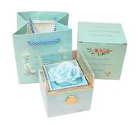 Wzxksoac Caja de Anillo Que Gira 360° Joyero de Terciopelo Caja DíA de San ValentíN DíA de la Madre para Regalos RomáNticos, Azul Lago