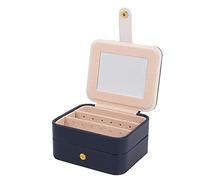 Wzxksoac Caja de JoyeríA de Varios Pisos Mini PU Pendientes de Viaje Collar Anillo Caja de Almacenamiento Cofre de JoyeríA