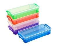 Wzxksoac Caja de Lápices de Plástico de Gran Capacidad, 10 Uds., Estuche de Plástico Transparente para Lápices, Caja de Crayones con Tapa Hermética, Almacenamiento de Bolígrafos de Acuarela