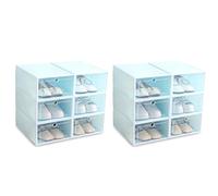 Wzxksoac Caja de Zapatos de Color Caramelo de 12 Piezas, Caja de Almacenamiento de Zapatos de PláStico Transparente, CajóN de Almacenamiento de Zapatero Rectangular Azul