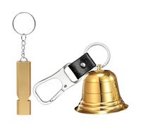 Wzxksoac Campana de Oso de 2 Pulgadas con Silbato de Emergencia. Mosquetón de Latón Macizo para Supervivencia, Ciclismo, Pesca y Escalada.