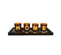 Wzxksoac Candelabro Carta de Madera para el Hogar Juego Mesa de Vela de Vidrio Adornos Decorativos DecoracióN para el Hogar