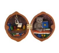 Wzxksoac Casa de MuñEcas de Concha de Nogal, Mini Biblioteca de Casa, Casa de MuñEcas de Concha de Nogal Hecha una Mano, Escena Secreta 3D de Nuez de Resina, Miniatura de Resina,D