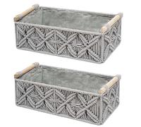 Wzxksoac Cesta de Almacenamiento de Macramé Cestas Decorativas Bohemias para Organizar Cesta Decorativa Tejida para Encimera Cesta de Papel HigiéNico A