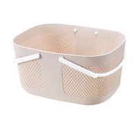 Wzxksoac Cesta de Ducha de Gran Capacidad, Organizador de Plástico Grueso con Asas, Bolsa de Aseo con Drenaje, Color Caqui.