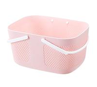 Wzxksoac Cesta de Ducha de Gran Capacidad, Organizador de Plástico Grueso con Asas, Bolsa de Aseo con Drenaje, Color Rosa.
