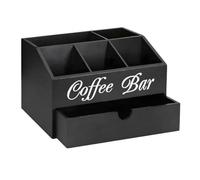 Wzxksoac Cesta para Soporte de Té y Café, Soporte de Madera para Café, Decoración Rústica para Barra de Café, Organizador de Accesorios de Café para Barra de Café en Casa
