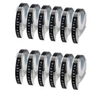 Wzxksoac Cinta de Etiquetas de 12 Piezas Compatible con Cinta de Etiquetas en Relieve para Fabricante de Etiquetas 1880 E-101 9Mm X 3Metro