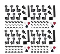 Wzxksoac Claves de Clavijas de Afinación de Cuerdas de Guitarra de 24 Piezas 3 Izquierda 3 Derecha MáQuina de Guitarra Perillas de Cabezales con de Botón Correa Selecciones (Negro)