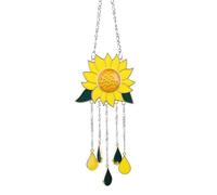 Wzxksoac Colgante de Carillón de Viento de Girasol, Adornos de Carillón de Viento de Ventana de Metal, Accesorios de Decoración para el Jardín y el Patio Al Aire Libre del Hogar A