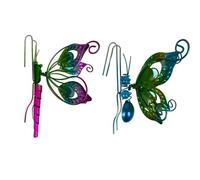 Wzxksoac Colgante de Decoración de Maceta con Forma de Mariposa y Libélula, Adornos de Metal con Borde Verde, Decoración de Plantas Pintadas en Maceta B