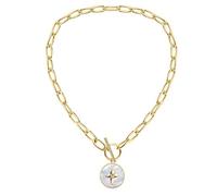 Wzxksoac Collar Redondo Natural de Madreperla Collar MetáLico de Cadena Gruesa en Estrella OT para Esposa Mamá Regalo de Novia