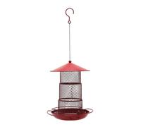 Wzxksoac Comedero de Metal para Pájaros Al Aire Libre, Comida para Pájaros con Contenedor en el Techo, Comedero para Pájaros Colgante para Patio