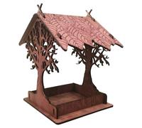 Wzxksoac Comedero para PáJaros de Madera, Bebedero Colgante para JardíN, Patio, DecoracióN de JardíN, Techo Exterior, Comederos para PáJaros-C